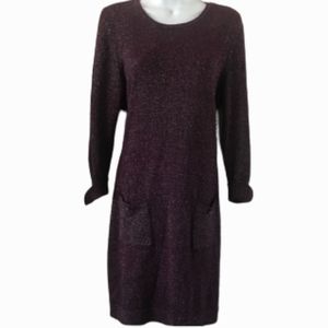 Daisy Fuentes cotton sparkly sweater dress L